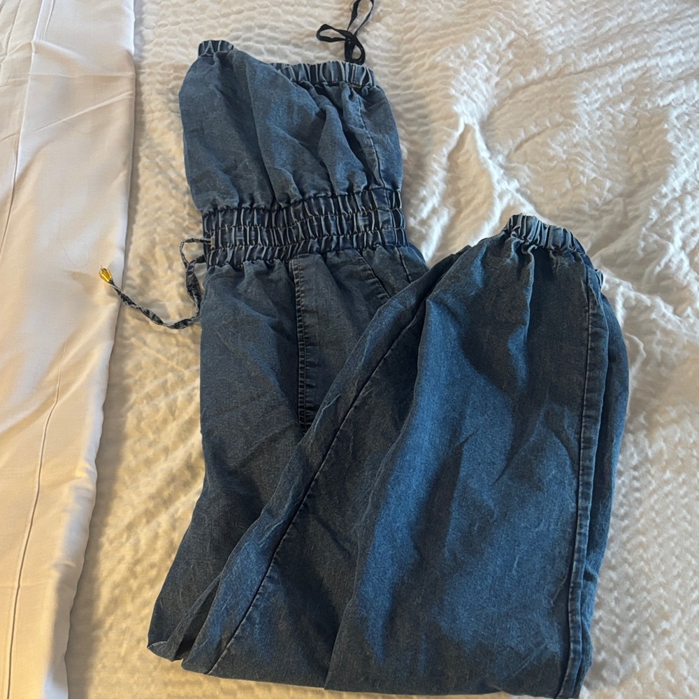 Denim Jumpsuit Romper - Blue